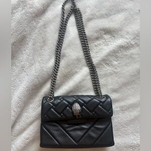 Black Quilted Chain Shoulder Bag with Silver Hardware